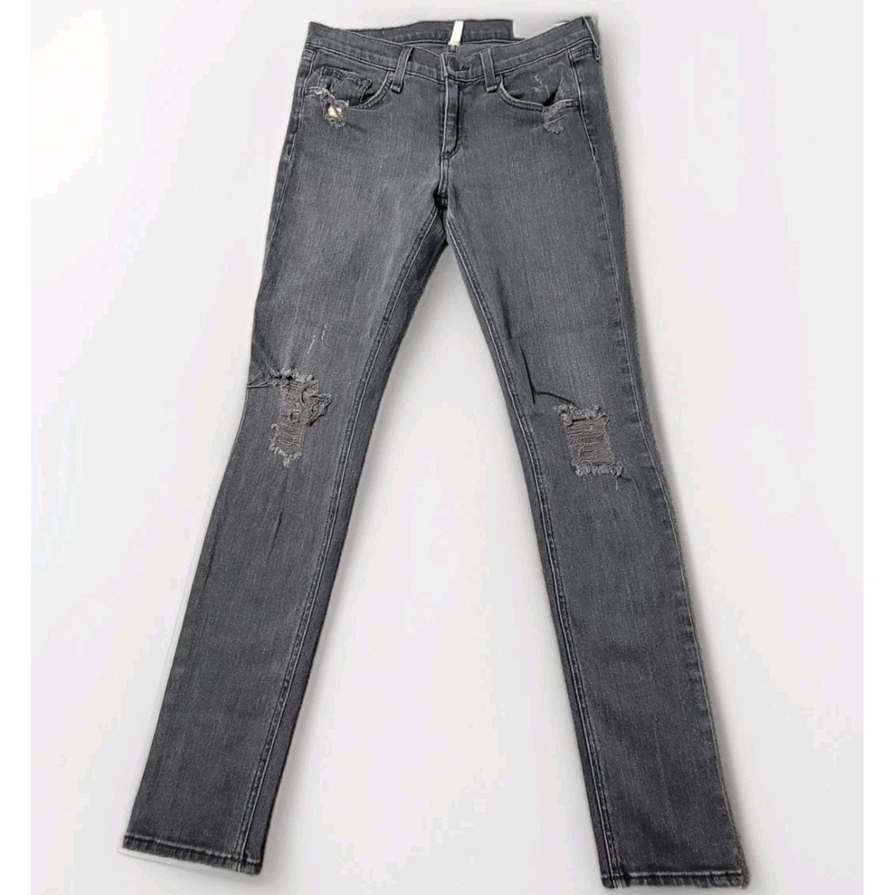 Rag & Bone Intermix Skinny Jeans Women's‎ 28 Black Distressed Stretch Denim